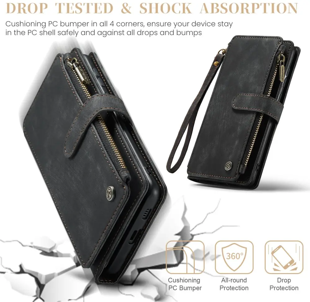 CaseMe C30 Samsung Galaxy S25 Plus Hoesje Pasjeshouder Book Case Zwart afbeelding 4