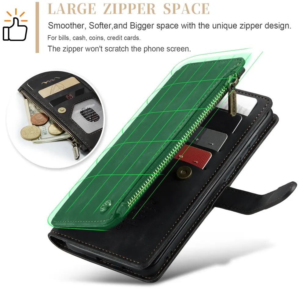 CaseMe C30 Samsung Galaxy S25 Plus Hoesje Pasjeshouder Book Case Zwart afbeelding 5