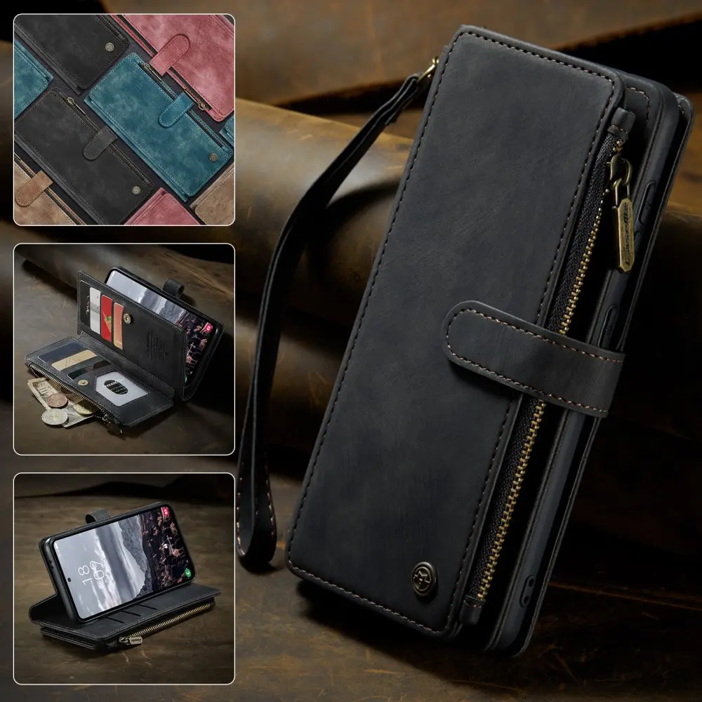 CaseMe C30 Samsung Galaxy S25 Plus Hoesje Pasjeshouder Book Case Zwart afbeelding 9