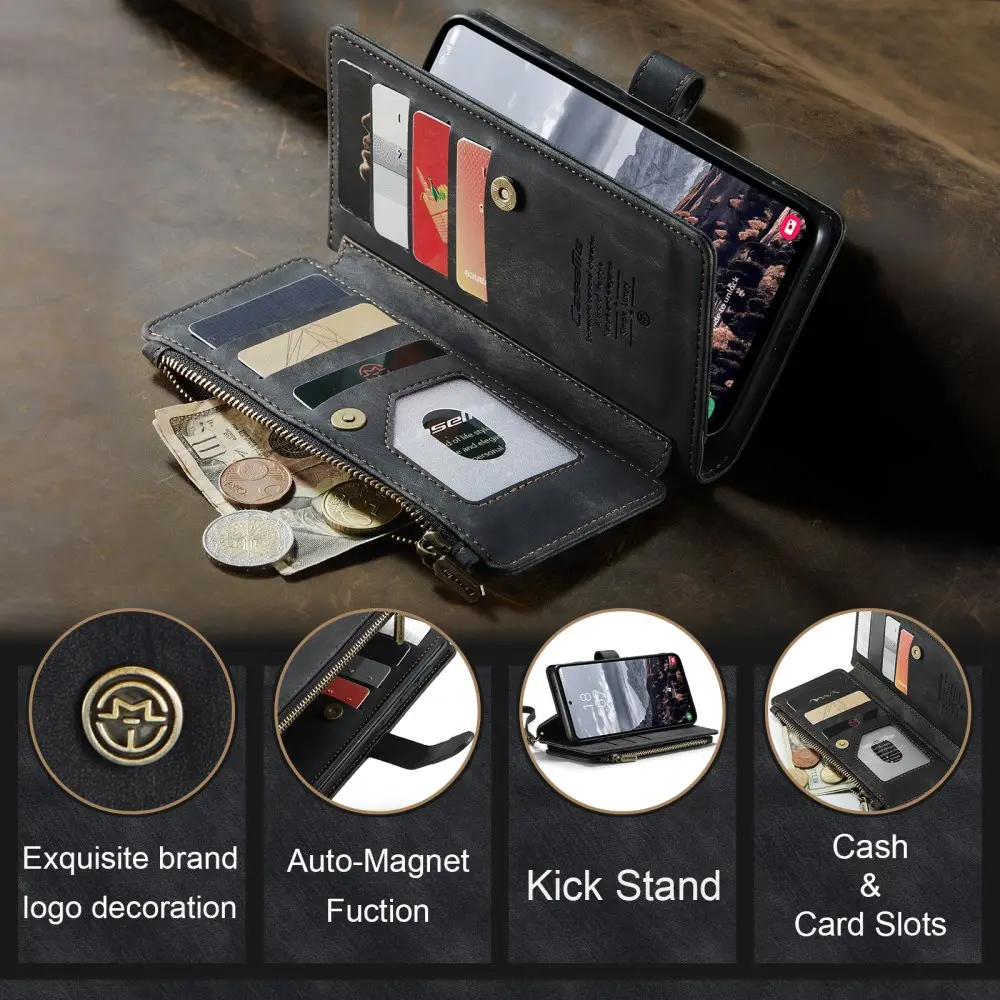 CaseMe C30 Samsung Galaxy S25 Plus Hoesje Pasjeshouder Book Case Zwart afbeelding 8