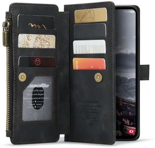 CaseMe C30 Samsung Galaxy S25 Plus Hoesje Pasjeshouder Book Case Zwart afbeelding 1