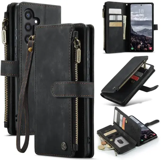 CaseMe C30 Samsung Galaxy S25 Plus Hoesje Pasjeshouder Book Case Zwart afbeelding 11
