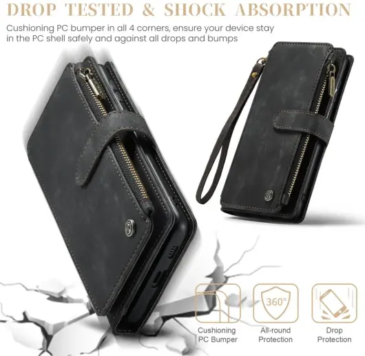 CaseMe C30 Samsung Galaxy S25 Plus Hoesje Pasjeshouder Book Case Zwart afbeelding 4