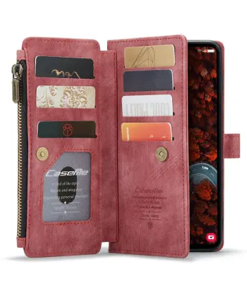 CaseMe C30 Samsung Galaxy S25 Plus Hoesje Pasjeshouder Book Case Rood Hoesjes