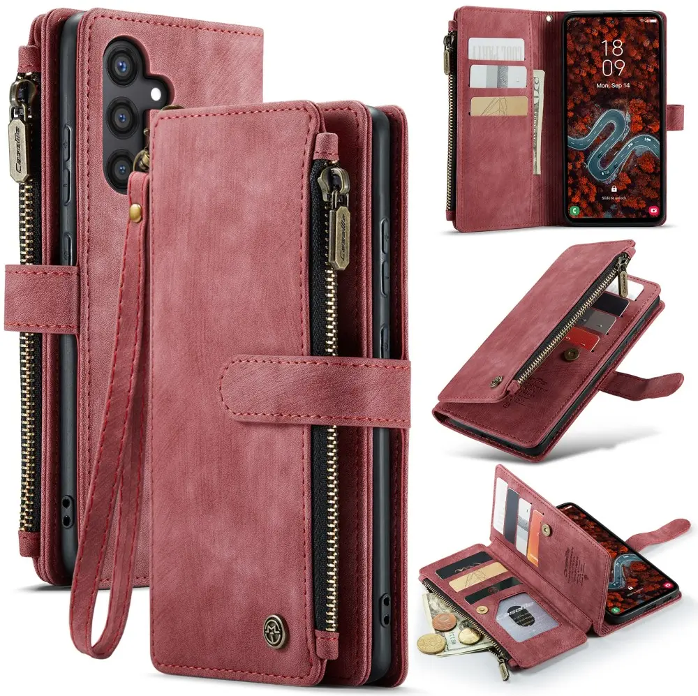CaseMe C30 Samsung Galaxy S25 Plus Hoesje Pasjeshouder Book Case Rood afbeelding 11