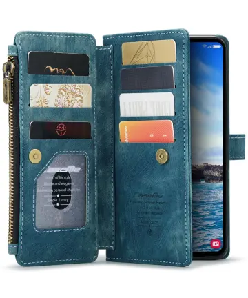 CaseMe C30 Samsung Galaxy S25 Plus Hoesje Pasjeshouder Book Case Blauw Hoesjes