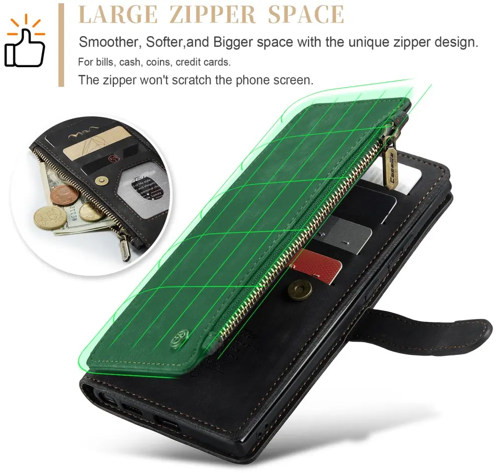 CaseMe C30 Samsung Galaxy S25 Ultra Hoesje Pasjeshouder Book Case Zwart afbeelding 5