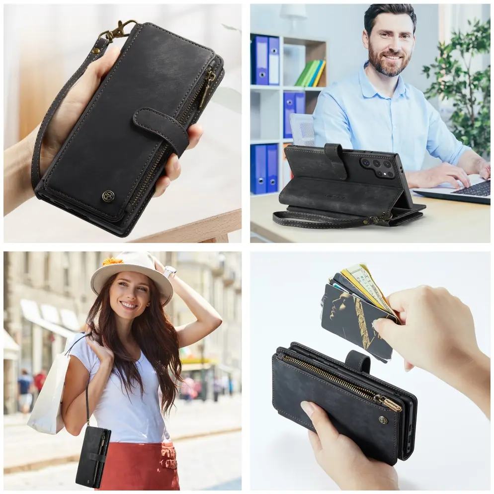 CaseMe C30 Samsung Galaxy S25 Ultra Hoesje Pasjeshouder Book Case Zwart afbeelding 7