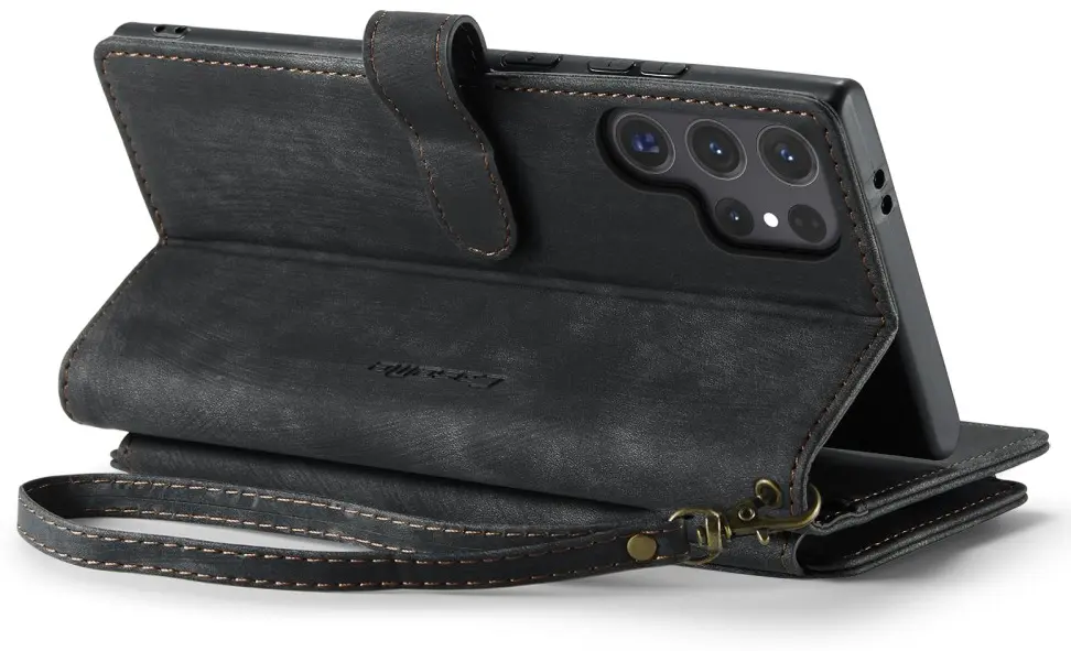 CaseMe C30 Samsung Galaxy S25 Ultra Hoesje Pasjeshouder Book Case Zwart afbeelding 12
