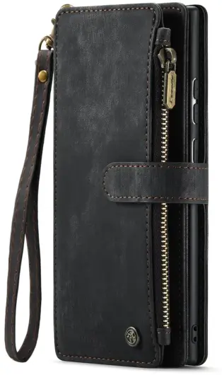 CaseMe C30 Samsung Galaxy S25 Ultra Hoesje Pasjeshouder Book Case Zwart afbeelding 2