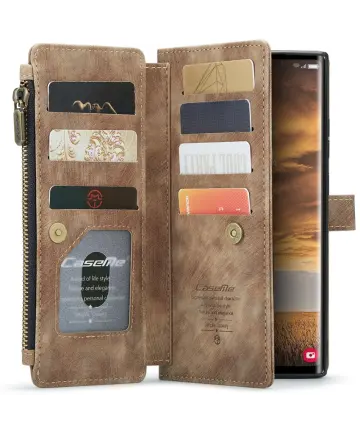 CaseMe C30 Samsung Galaxy S25 Ultra Hoesje Pasjeshouder Book Case Bruin Hoesjes