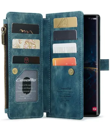 CaseMe C30 Samsung Galaxy S25 Ultra Hoesje Pasjeshouder Book Case Blauw Hoesjes