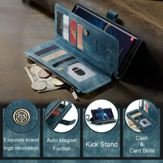 CaseMe C30 Samsung Galaxy S25 Ultra Hoesje Pasjeshouder Book Case Blauw afbeelding 8