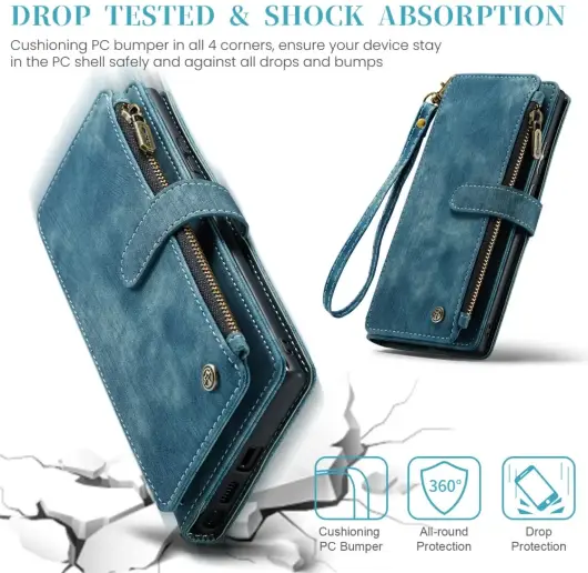 CaseMe C30 Samsung Galaxy S25 Ultra Hoesje Pasjeshouder Book Case Blauw afbeelding 4