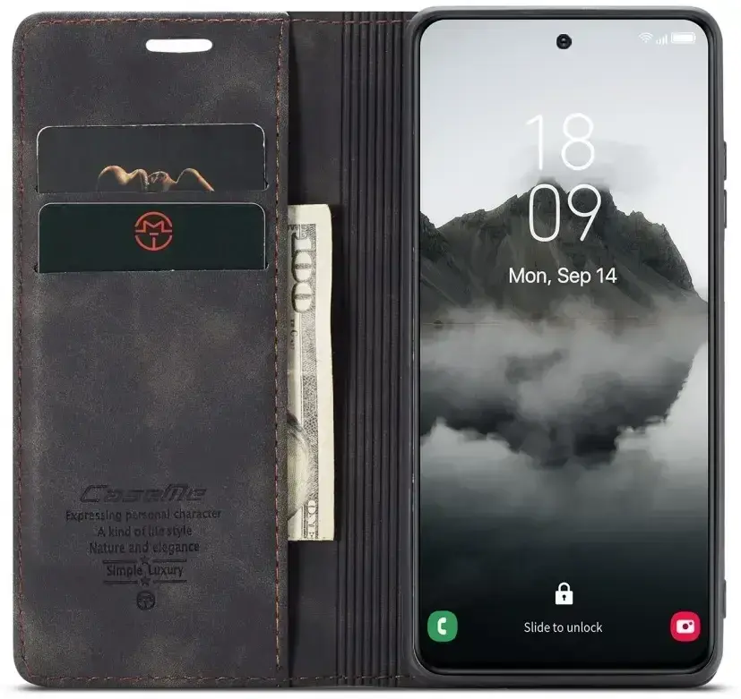 CaseMe 013 Samsung Galaxy S25 Plus Hoesje Book Case met Standaard Zwart afbeelding 1