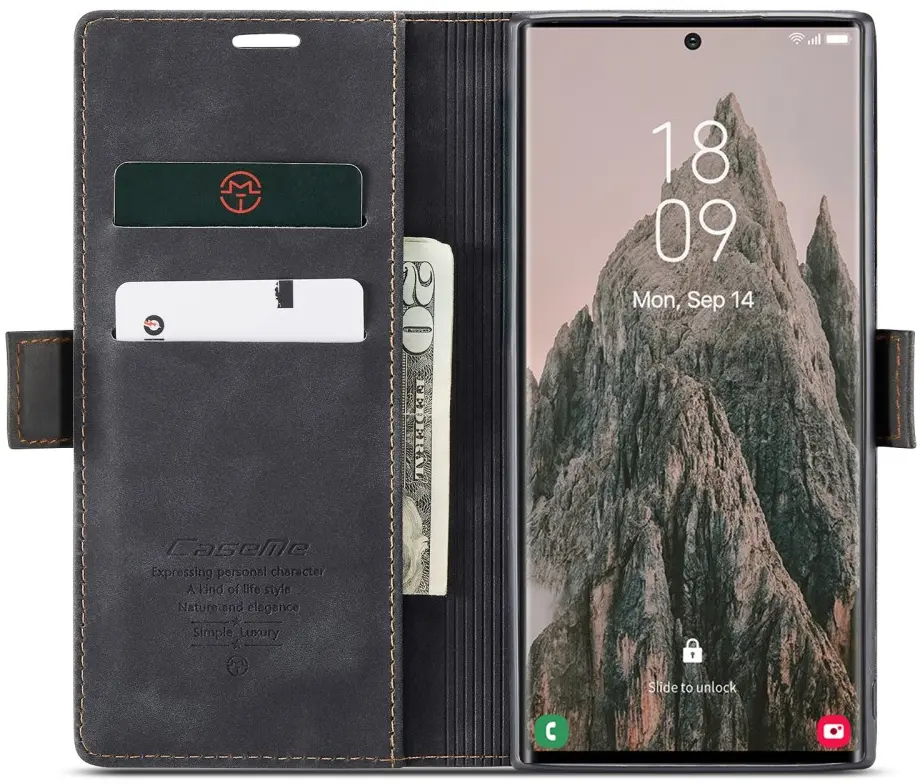 CaseMe 013 Samsung Galaxy S25 Ultra Hoesje Book Case met Standaard Zwart afbeelding 1