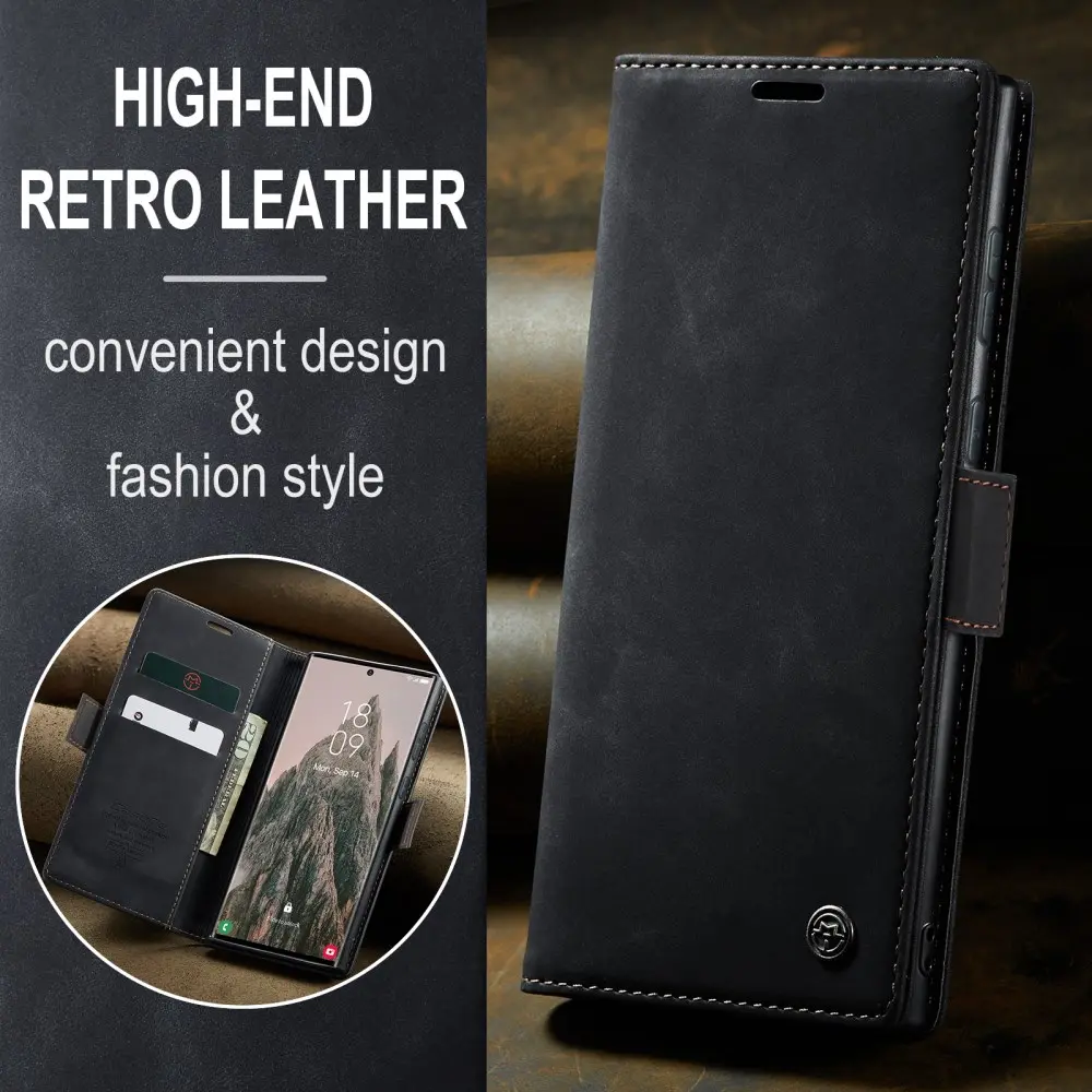 CaseMe 013 Samsung Galaxy S25 Ultra Hoesje Book Case met Standaard Zwart afbeelding 11