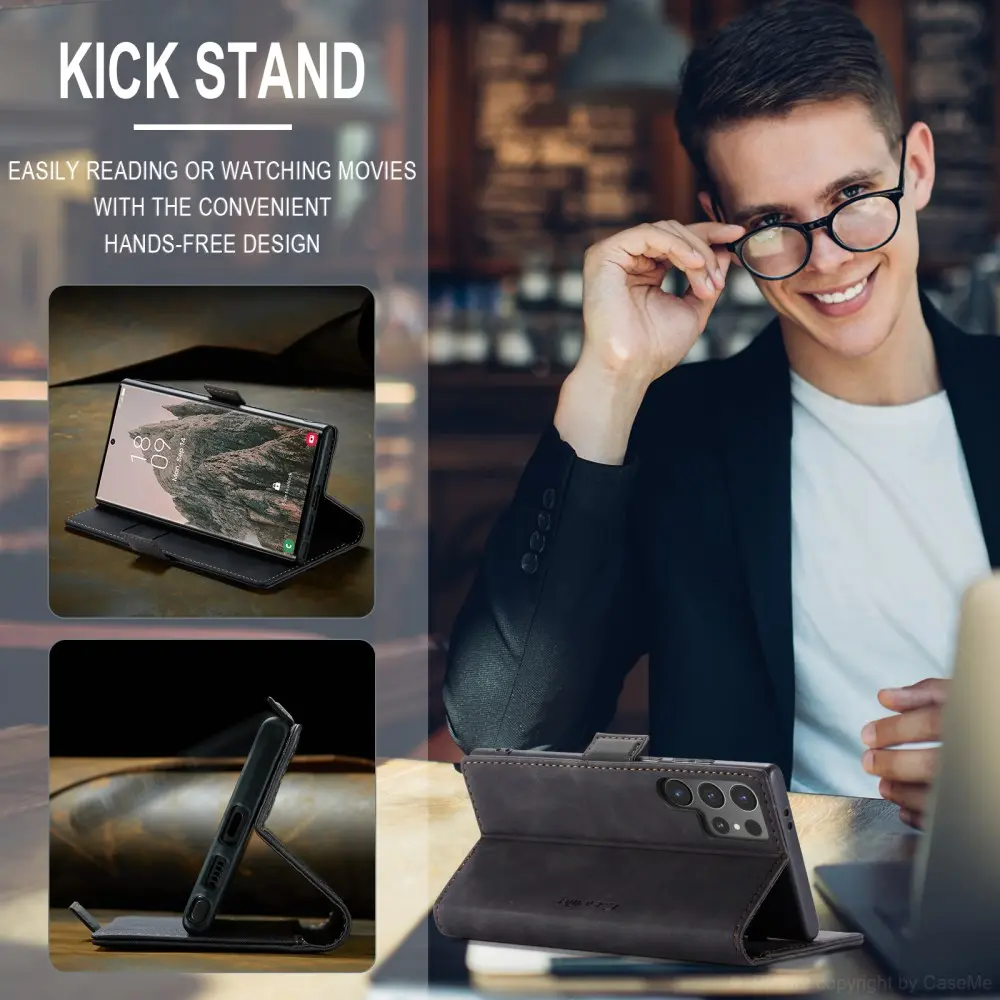 CaseMe 013 Samsung Galaxy S25 Ultra Hoesje Book Case met Standaard Zwart afbeelding 7