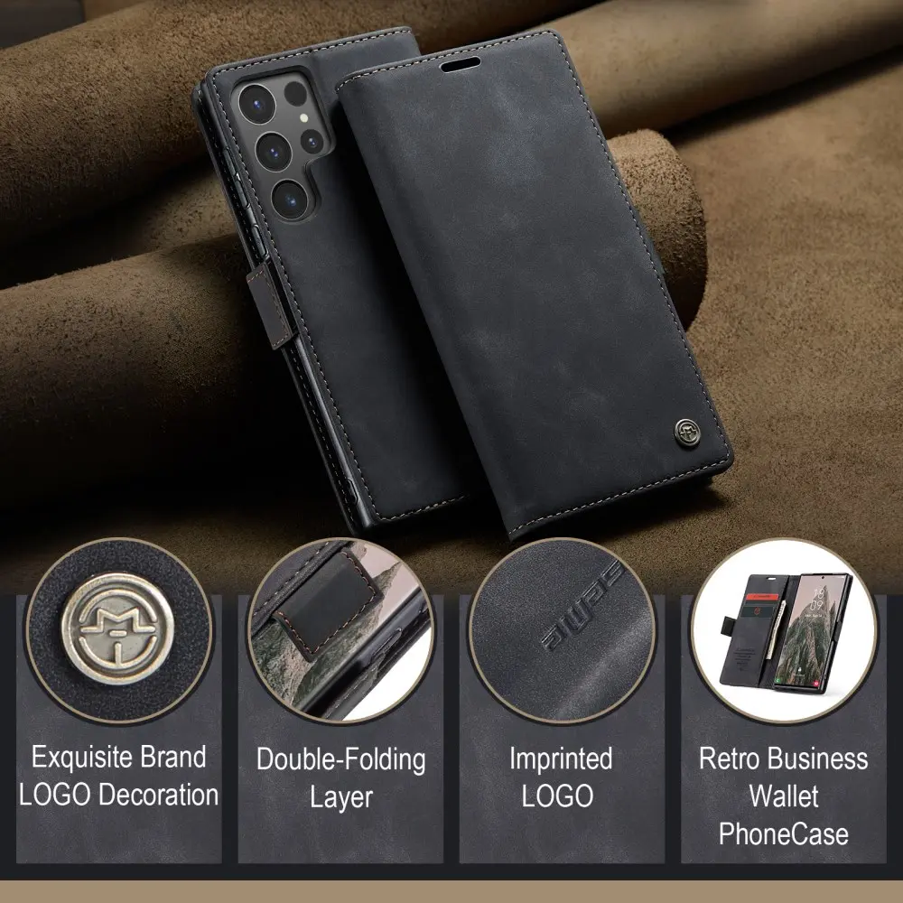 CaseMe 013 Samsung Galaxy S25 Ultra Hoesje Book Case met Standaard Zwart afbeelding 9