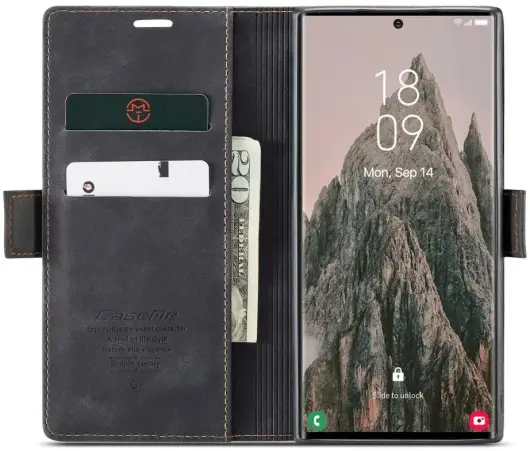 CaseMe 013 Samsung Galaxy S25 Ultra Hoesje Book Case met Standaard Zwart afbeelding 1