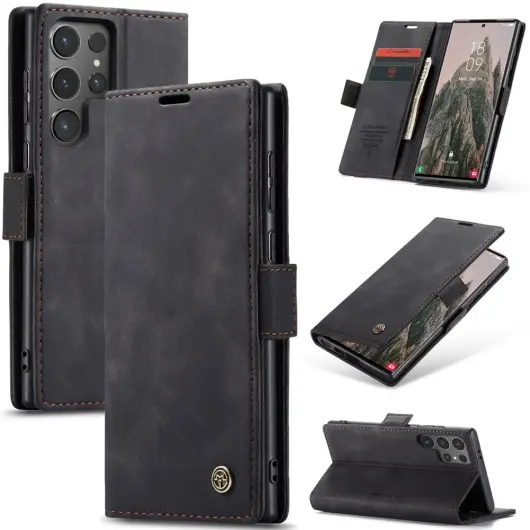 CaseMe 013 Samsung Galaxy S25 Ultra Hoesje Book Case met Standaard Zwart afbeelding 2