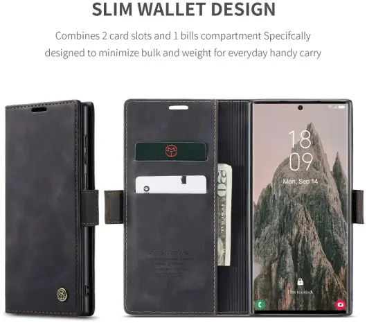 CaseMe 013 Samsung Galaxy S25 Ultra Hoesje Book Case met Standaard Zwart afbeelding 6