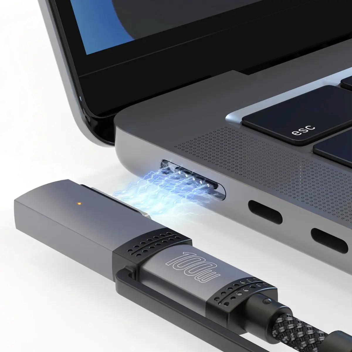 4Smarts MagSafe 3 Adapter en USB-C naar USB-C Kabel 100W 2M Zwart afbeelding 2