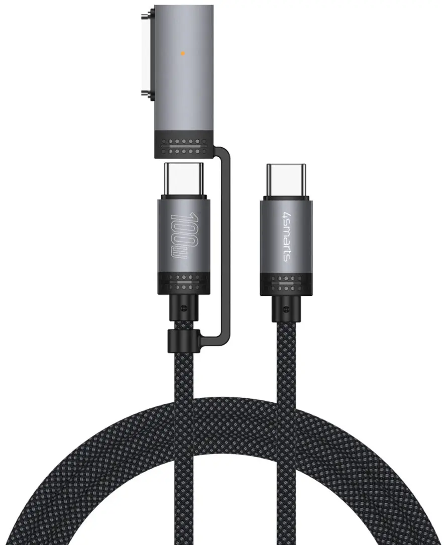 4Smarts MagSafe 3 Adapter en USB-C naar USB-C Kabel 100W 2M Zwart afbeelding 1