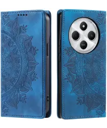 Xiaomi Redmi 14C Hoesje Mandala Print Book Case Blauw