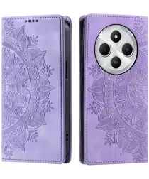 Xiaomi Redmi 14C Hoesje Mandala Print Book Case Paars