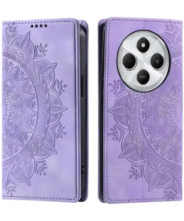 Xiaomi Redmi 14C Hoesje Mandala Print Book Case Paars Hoesjes