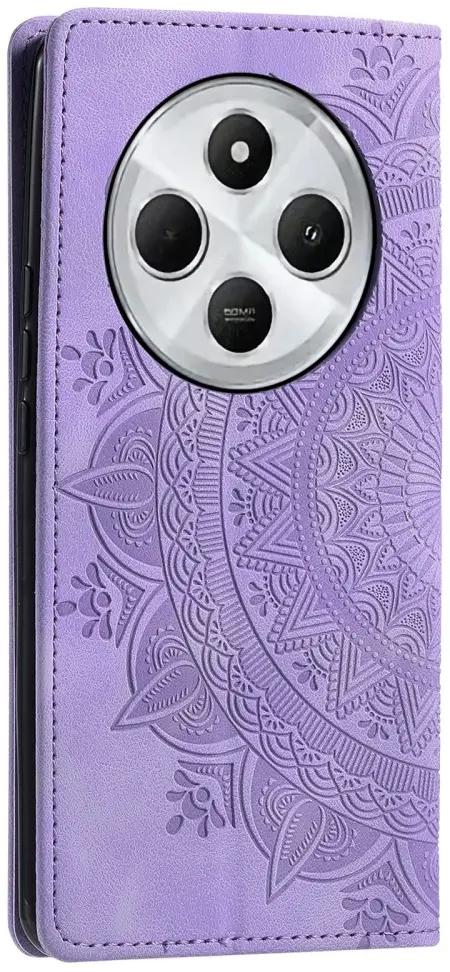 Xiaomi Redmi 14C Hoesje Mandala Print Book Case Paars afbeelding 10