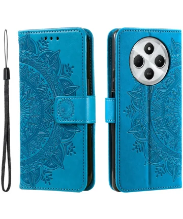 Xiaomi Redmi 14C Hoesje Mandala Book Case met Pasjeshouder Blauw Hoesjes