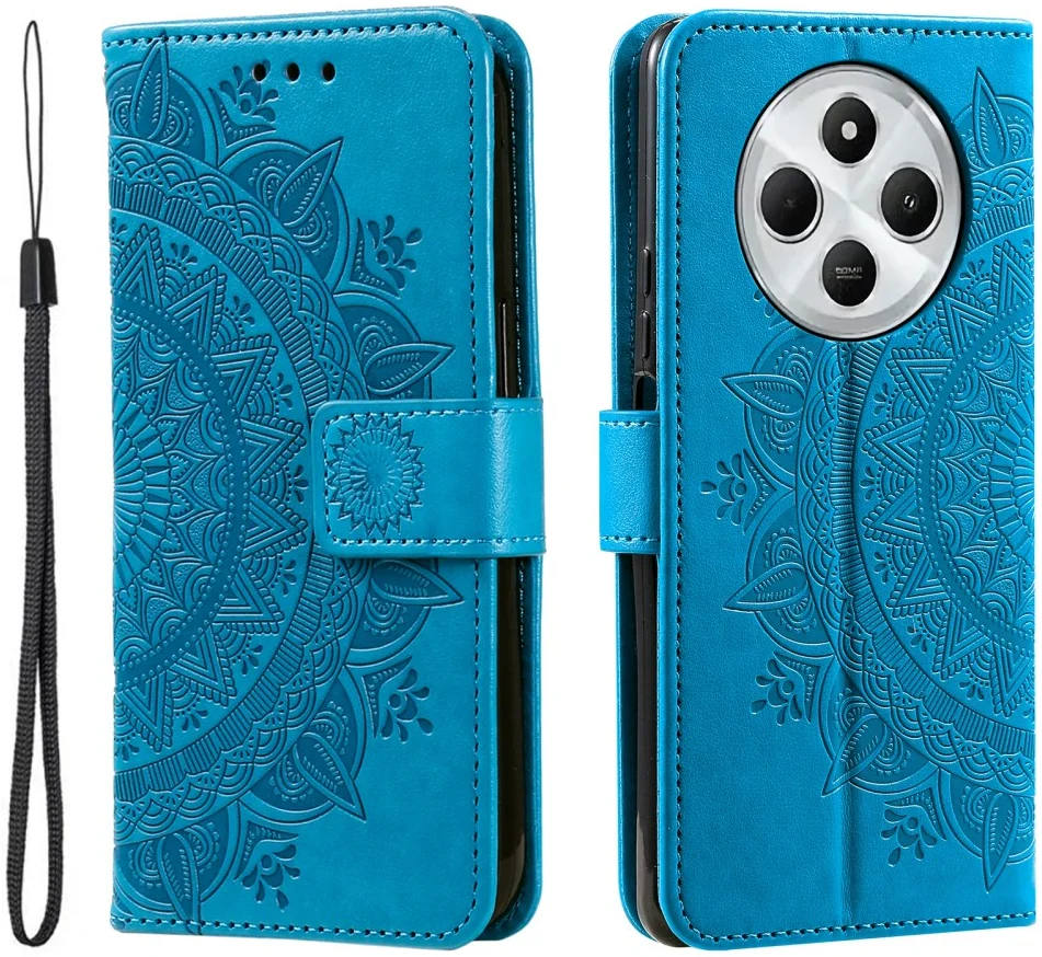 Xiaomi Redmi 14C Hoesje Mandala Book Case met Pasjeshouder Blauw afbeelding 1