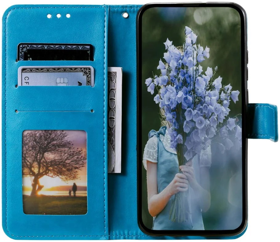 Xiaomi Redmi 14C Hoesje Mandala Book Case met Pasjeshouder Blauw afbeelding 2