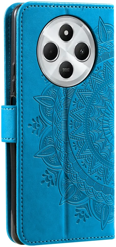 Xiaomi Redmi 14C Hoesje Mandala Book Case met Pasjeshouder Blauw afbeelding 6