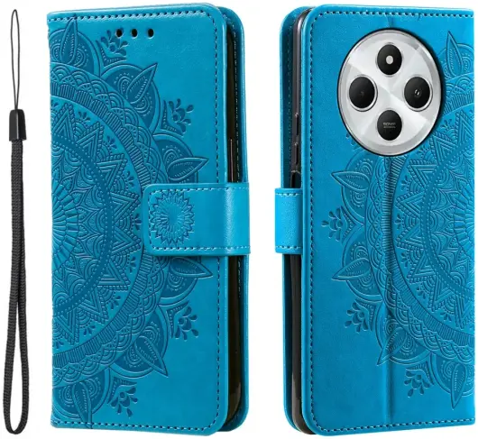 Xiaomi Redmi 14C Hoesje Mandala Book Case met Pasjeshouder Blauw afbeelding 1