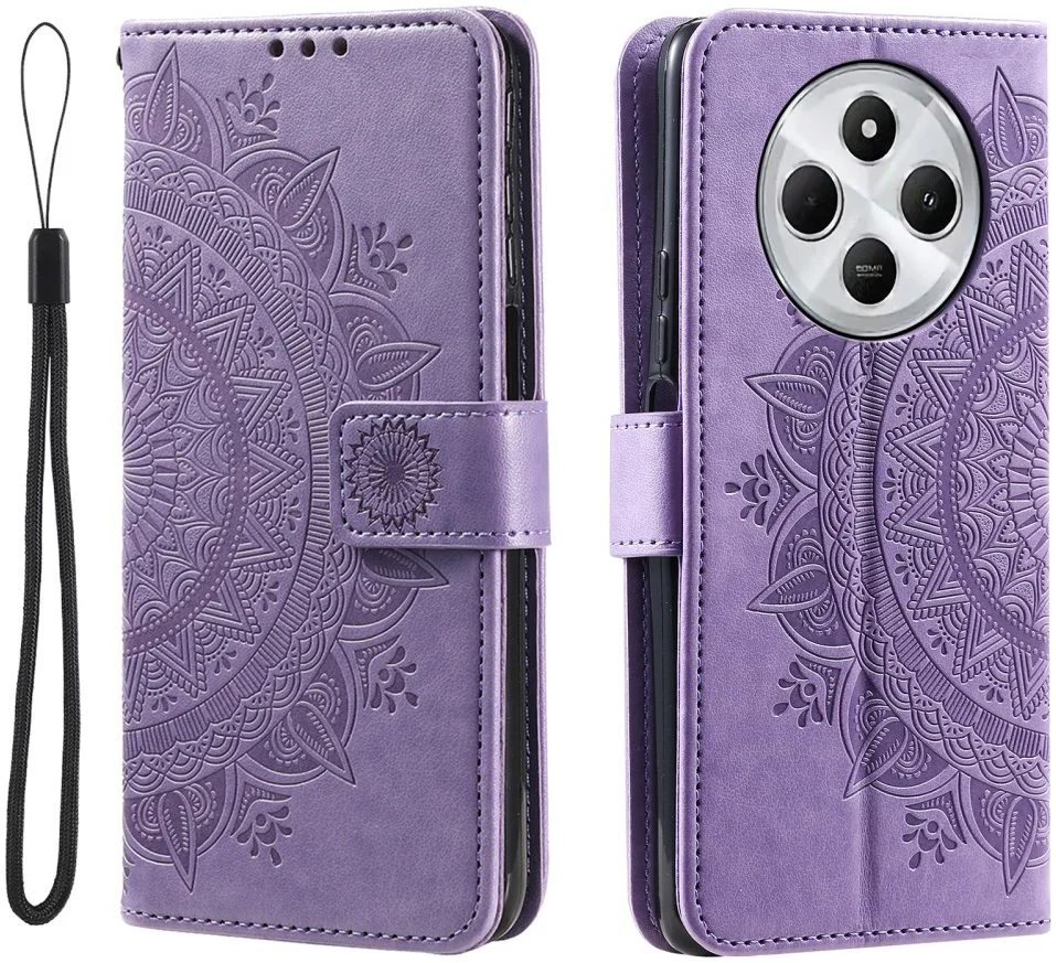 Xiaomi Redmi 14C Hoesje Mandala Book Case met Pasjeshouder Paars afbeelding 1