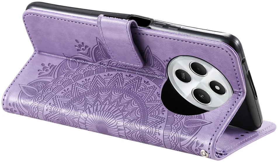 Xiaomi Redmi 14C Hoesje Mandala Book Case met Pasjeshouder Paars afbeelding 3