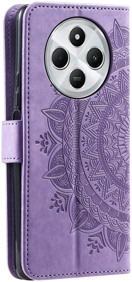 Xiaomi Redmi 14C Hoesje Mandala Book Case met Pasjeshouder Paars afbeelding 6