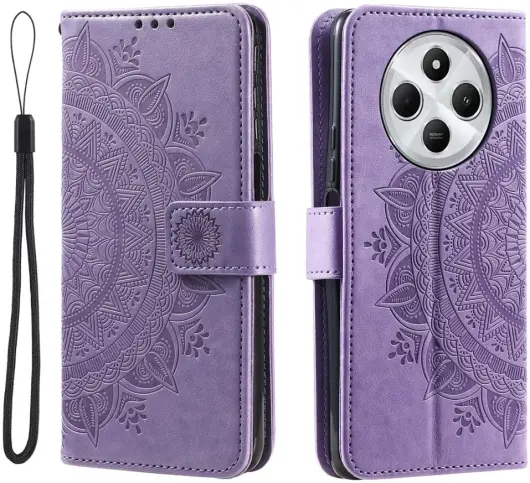 Xiaomi Redmi 14C Hoesje Mandala Book Case met Pasjeshouder Paars afbeelding 1