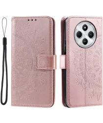 Xiaomi Redmi 14C Hoesje Mandala Book Case met Pasjeshouder Roze Goud