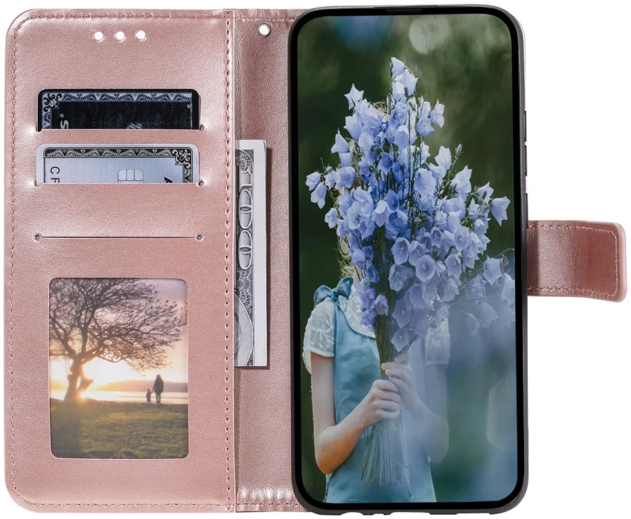 Xiaomi Redmi 14C Hoesje Mandala Book Case met Pasjeshouder Roze Goud afbeelding 2
