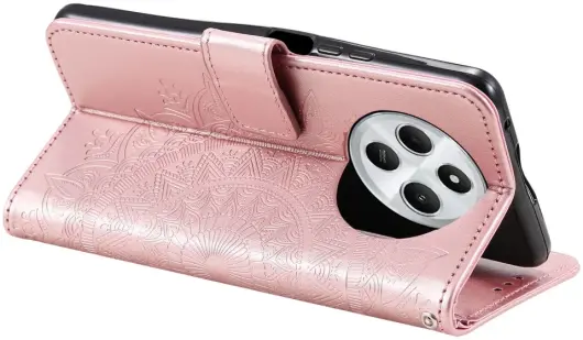Xiaomi Redmi 14C Hoesje Mandala Book Case met Pasjeshouder Roze Goud afbeelding 3