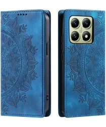 Xiaomi 14T Hoesje Mandala Book Case met Pasjeshouder Blauw