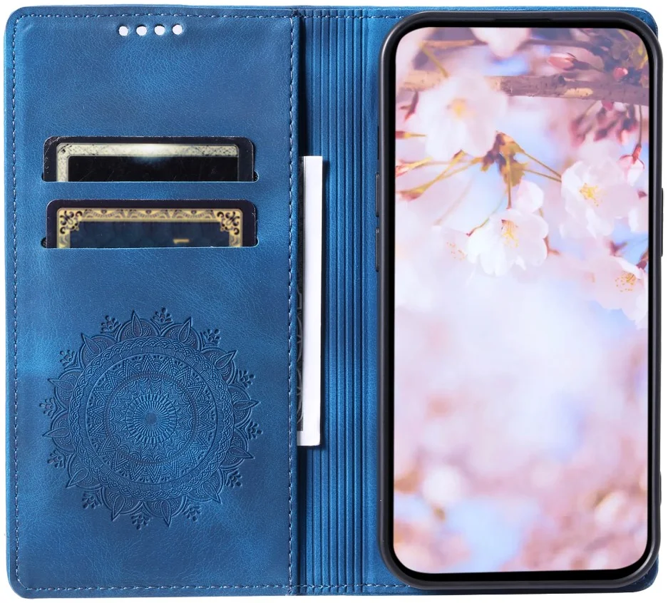 Xiaomi 14T Hoesje Mandala Book Case met Pasjeshouder Blauw afbeelding 2