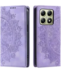 Xiaomi 14T Hoesje Mandala Book Case met Pasjeshouder Paars