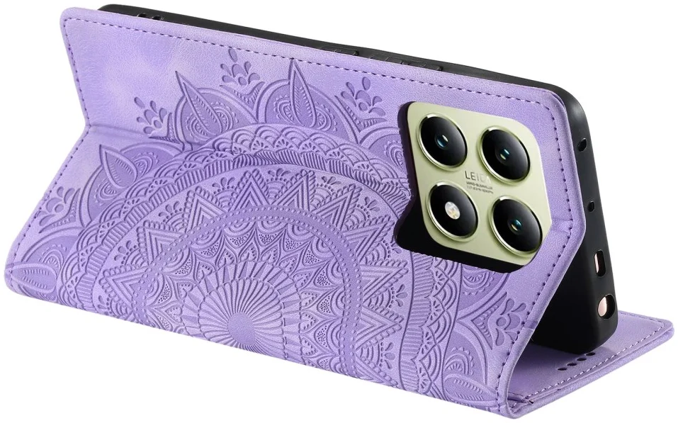 Xiaomi 14T Hoesje Mandala Book Case met Pasjeshouder Paars afbeelding 7