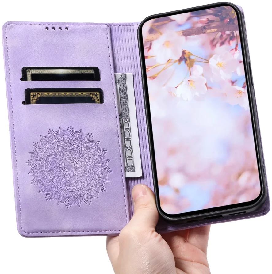 Xiaomi 14T Hoesje Mandala Book Case met Pasjeshouder Paars afbeelding 8