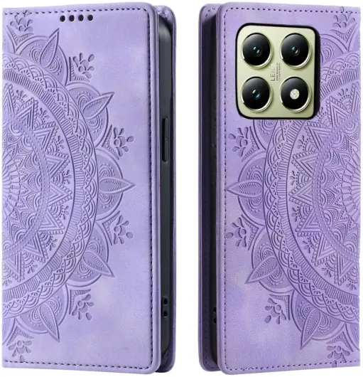 Xiaomi 14T Hoesje Mandala Book Case met Pasjeshouder Paars afbeelding 1